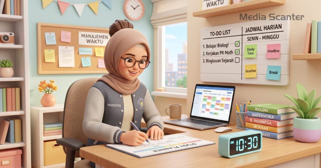Tips mengatur jadwal belajar yang konsisten agar siswa lebih disiplin, fokus, dan produktif dalam belajar setiap hari.