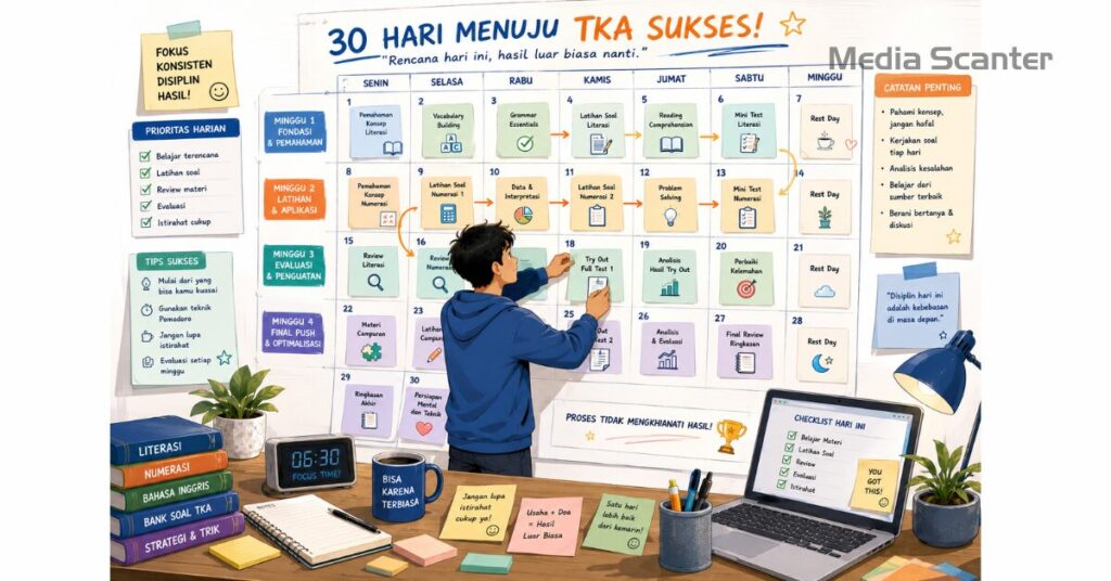 Jadwal Belajar TKA 30 Hari Sebelum Ujian